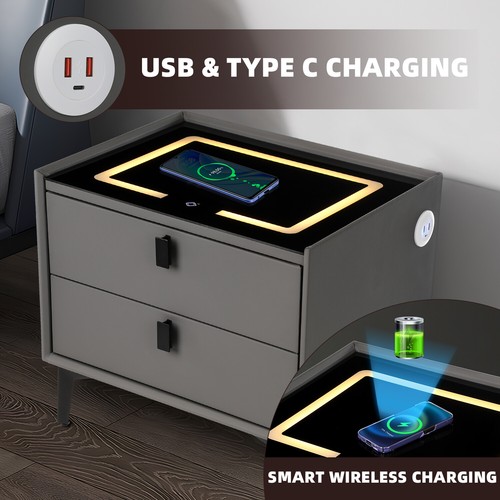 Led bedside table - table, drawers