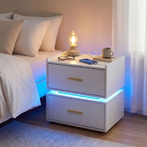Led bedside table nightstand - led,