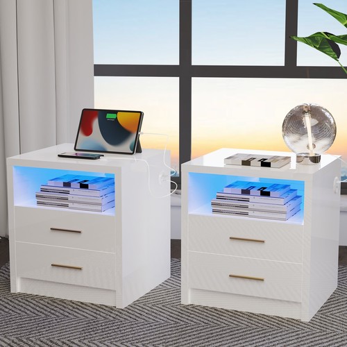 Led bedside table drawers - table, 2