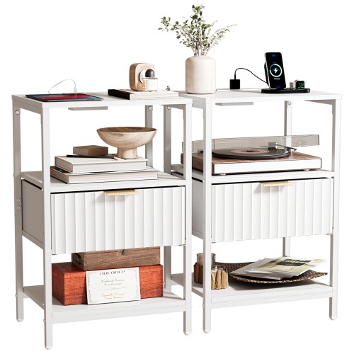 Bedside table with - 2x, charging