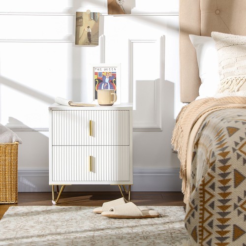 Small bedside table - small, fluted