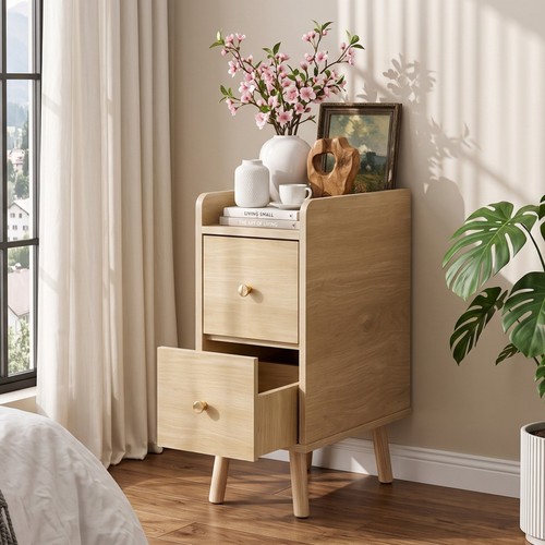 Narrow bedside table drawer - table,