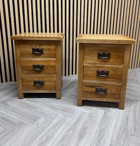 Oak bedside tables pair - bedside, –