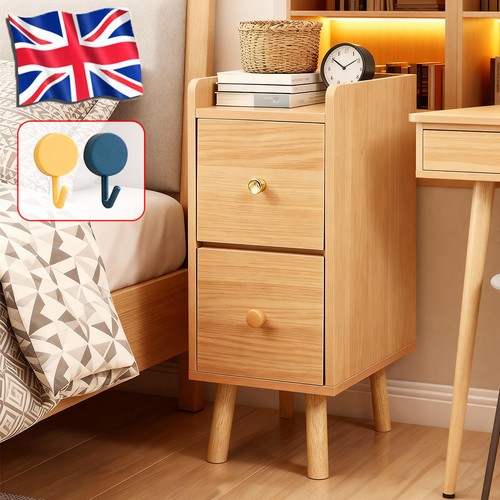 Slim wood bedside table narrow - bedside,