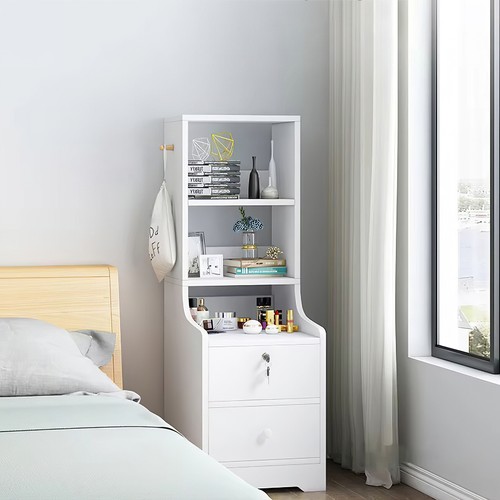 White bedside table - white,
