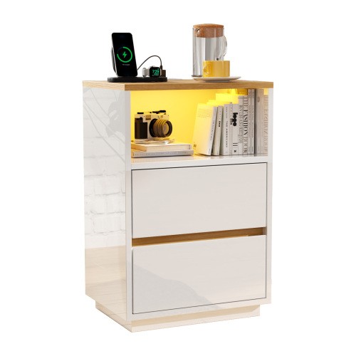 Drawers led bedside table - 2,