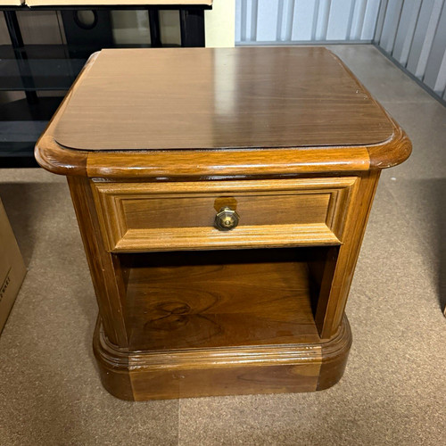 Brown wood bedside table - bedside,