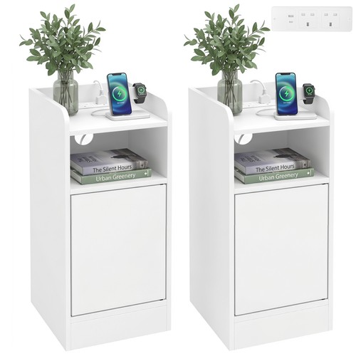 Homcom slim bedside table set - table,