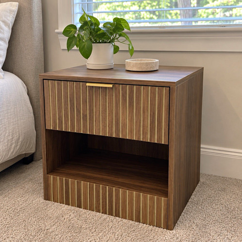 Set brown wood bedside - set,