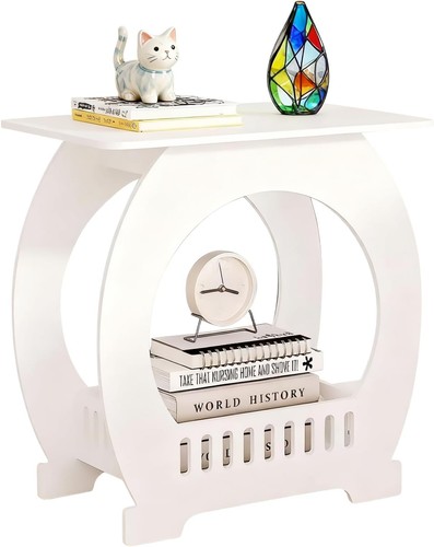 White bedside table cabinet - white,