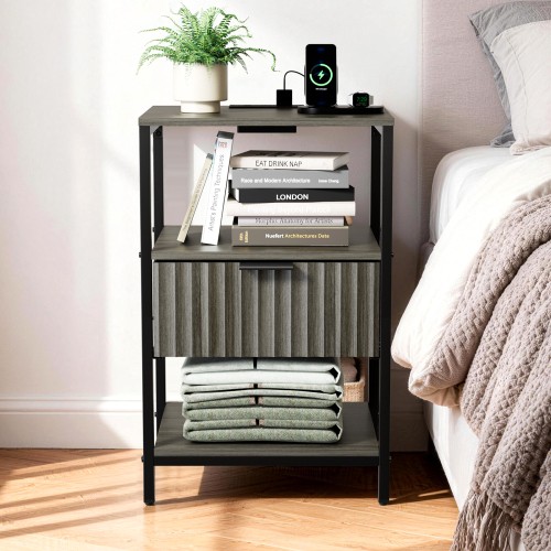 Bedside table with charging - with,