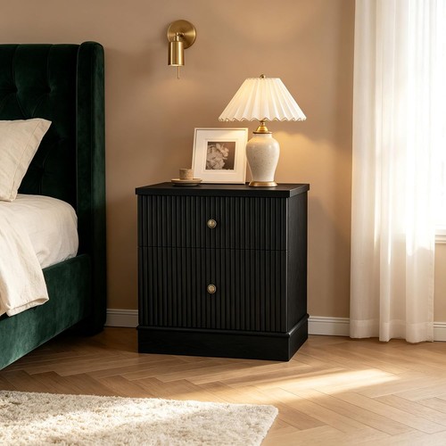 Fluted bedside table drawers - table, 2