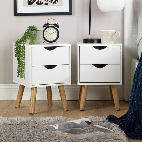 Pair bedside cabinets white - of,