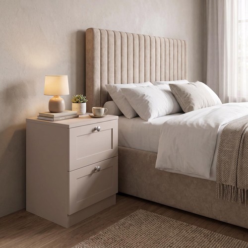 Beige drawer bedside - 2, table
