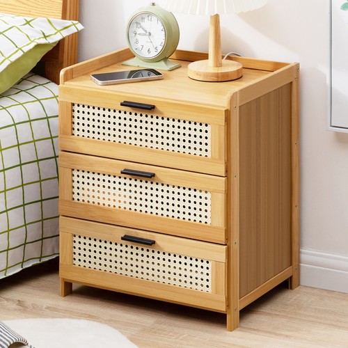 Rattan design bedside - rattan, table